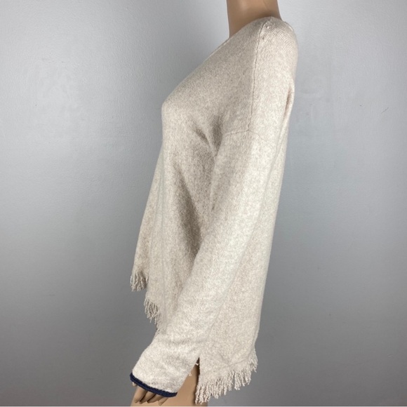 NEW NIC + ZOE CREAM FRINGE TRIM HIGH-LOW SWEATER - Picture 5 of 7